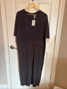NWT Barefoot Dreams Charcoal Knit V-Neck Caftan